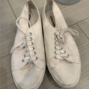 Superga Men's Cream Canvas Sneakers, size 41.5